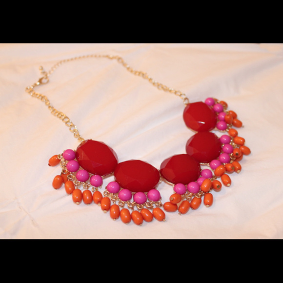 Red Circle Bib Necklace — Everly and Ace - Picture 2 of 4